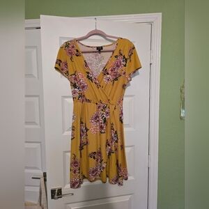 Derek heart Floral Yellow Wrap Dress